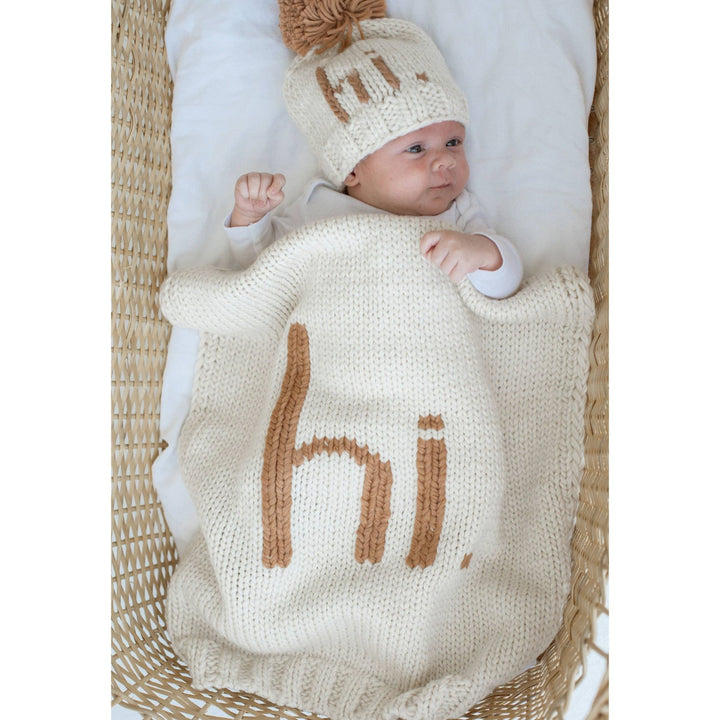 Hi. Hand Knit Baby Blanket Pecan - Something Splendid Co.