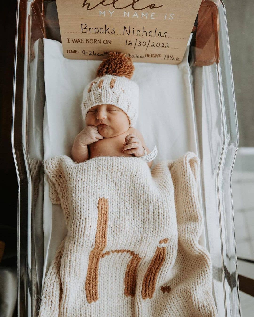 Hi. Hand Knit Baby Blanket Pecan - Something Splendid Co.