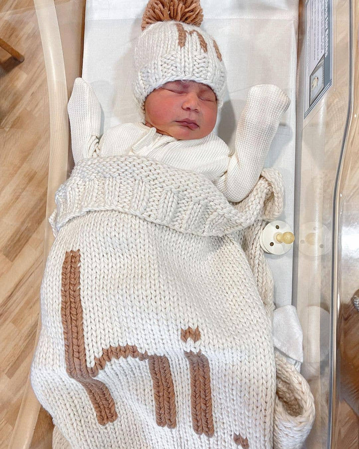 Hi. Hand Knit Baby Blanket Pecan - Something Splendid Co.