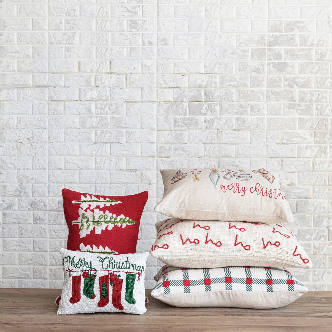 "Ho Ho Ho" Embroidered Lumbar Pillow - Something Splendid Co.