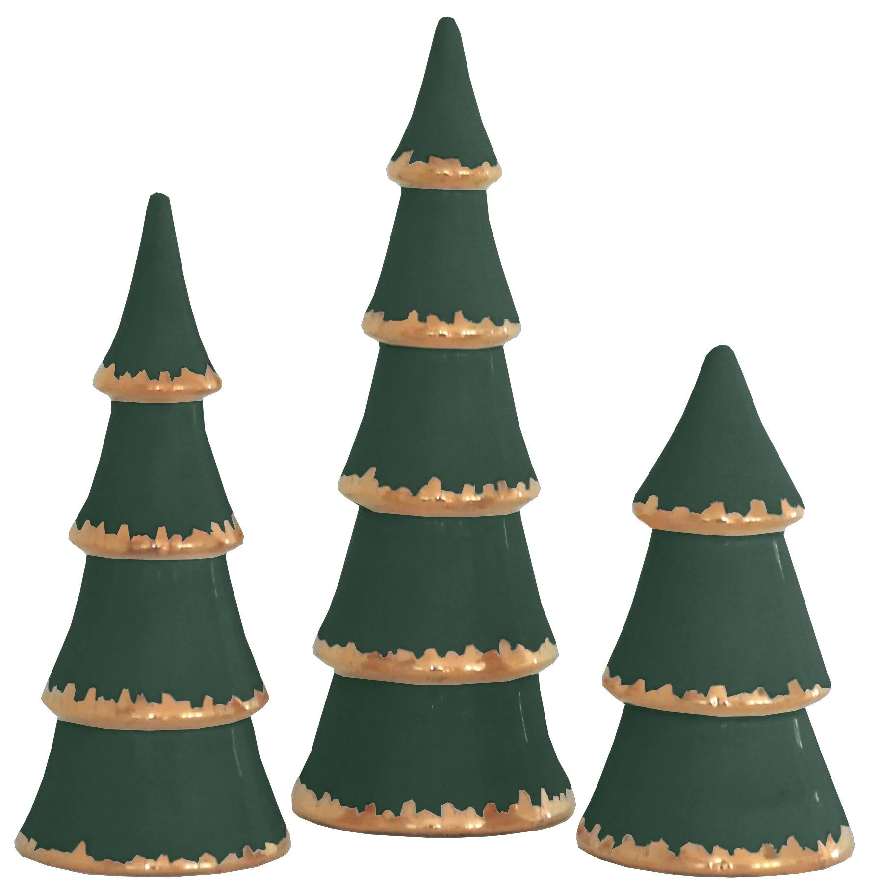 Holiday Green Christmas Trees with Gold Accent