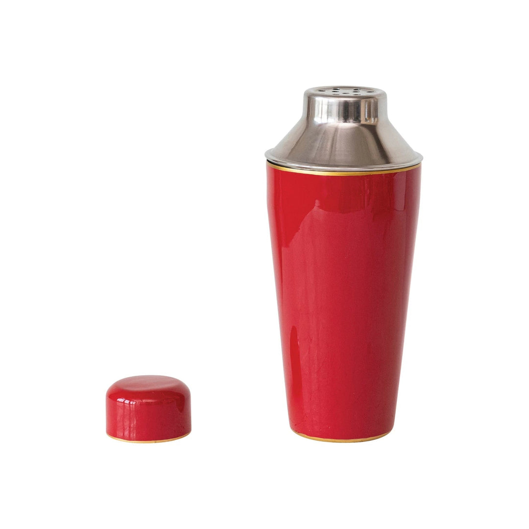 Holiday Red Enameled Stainless Steel Cocktail Shaker - Something Splendid Co.