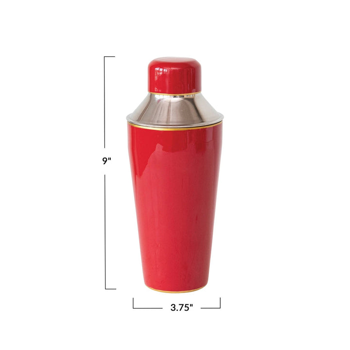 Holiday Red Enameled Stainless Steel Cocktail Shaker - Something Splendid Co.