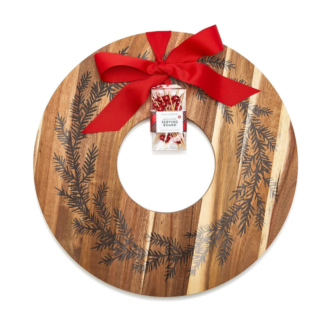 Holiday Wreath Charcuterie / Dessert Serving Board with 20 Picks - Something Splendid Co.