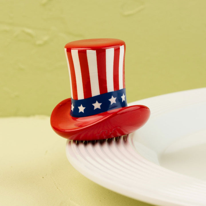 Home of the Free Mini by Nora Fleming — hand-painted ceramic stars-and-stripes top hat