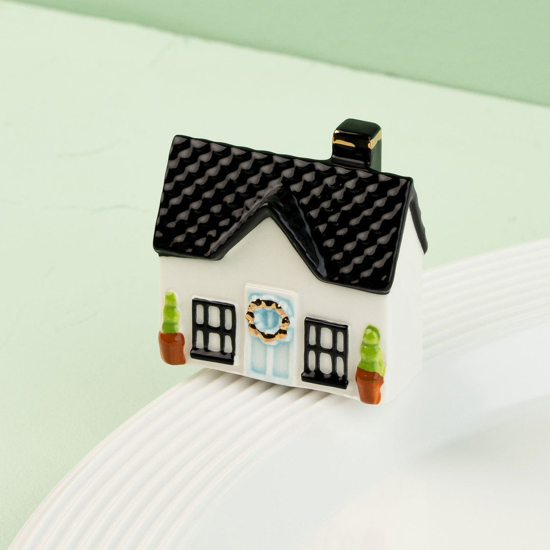 Home, Sweet Home Mini by Nora Fleming — hand-painted ceramic little house with a green door (alternate view)