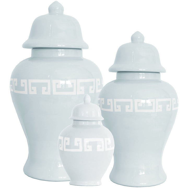 Hydrangea Blue Greek Key Ginger Jars - Something Splendid Co.