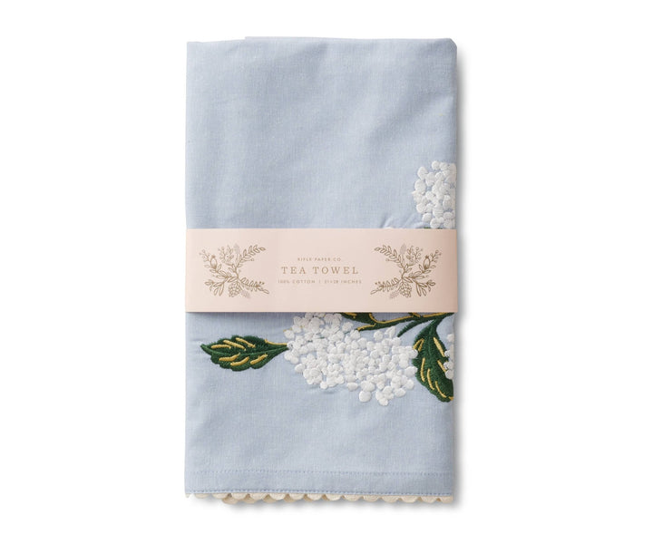 Hydrangea Embroidered Tea Towel - Something Splendid Co.