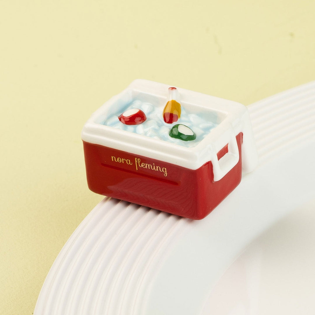 Ice Cold (Cooler) Mini by Nora Fleming — hand-painted ceramic classic red-and-white cooler (alternate view)