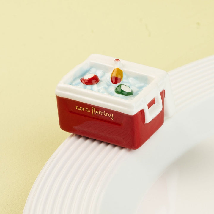 Ice Cold (Cooler) Mini by Nora Fleming — hand-painted ceramic classic red-and-white cooler (alternate view)