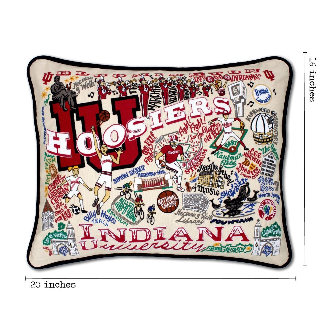 Indiana University Collegiate Embroidered Pillow - Something Splendid Co.
