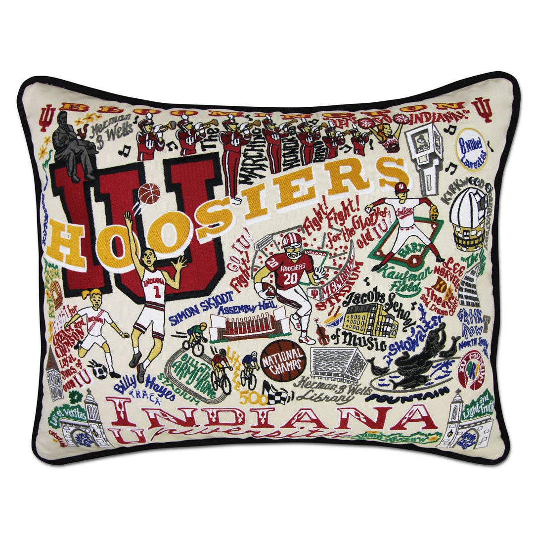 Indiana University Collegiate Embroidered Pillow - Something Splendid Co.