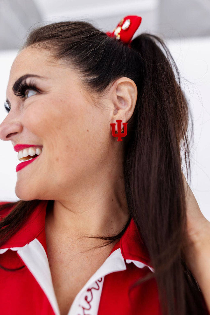 Indiana University Crimson Logo Stud Earrings - Something Splendid Co.