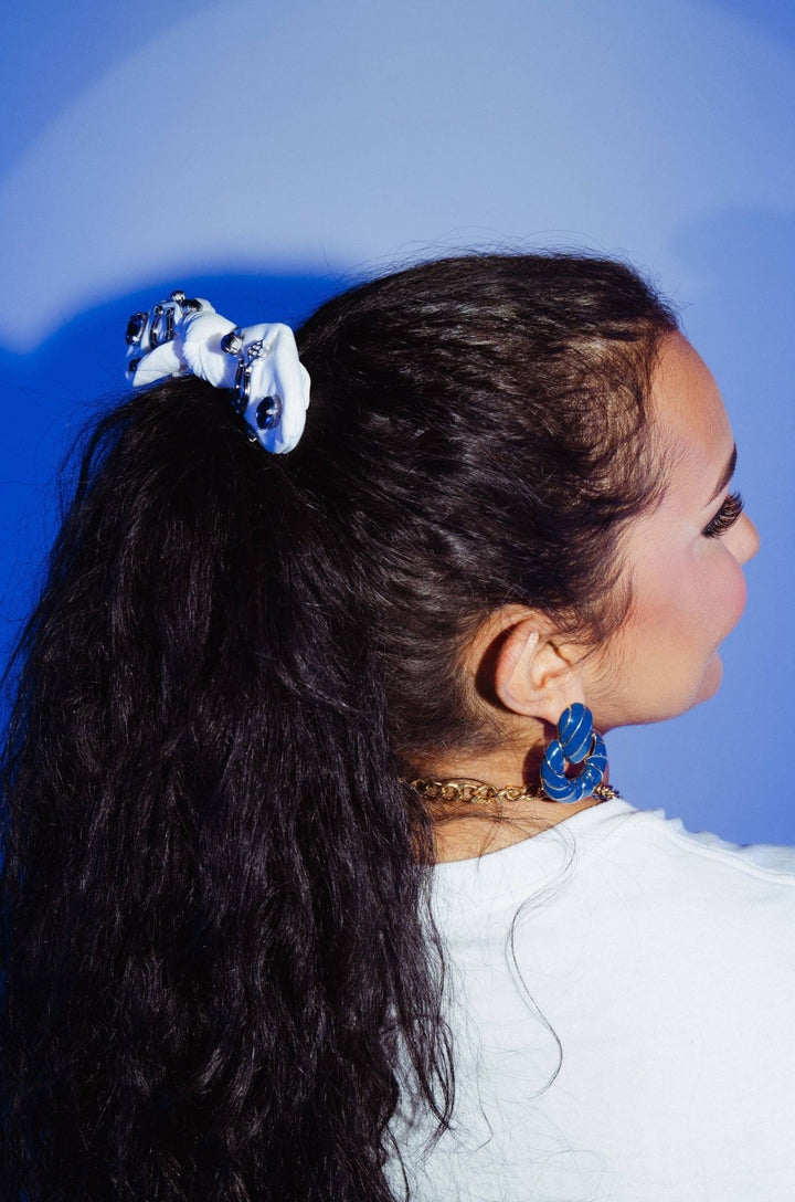 Indianapolis Colts White Logo Bow Scrunchie - Something Splendid Co.