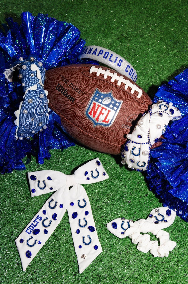 Indianapolis Colts White Logo Bow Scrunchie - Something Splendid Co.