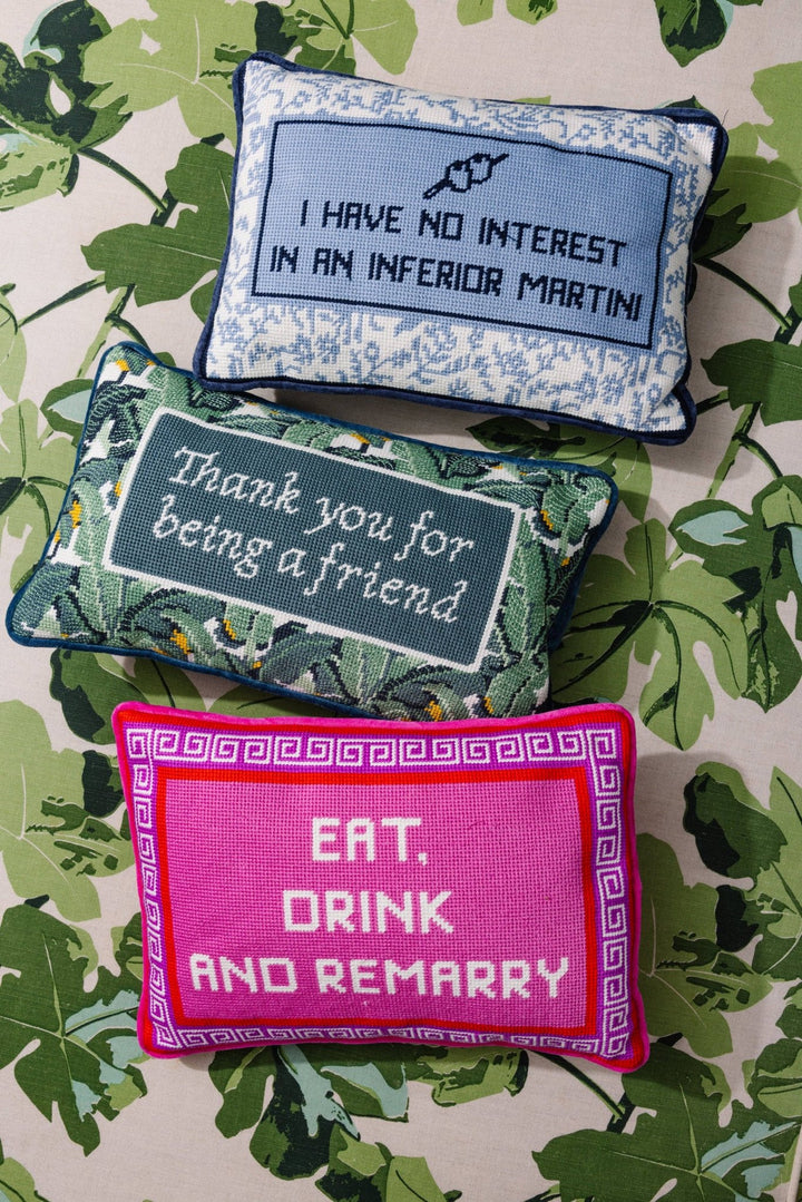 Inferior Martini Needlepoint Pillow - Something Splendid Co.