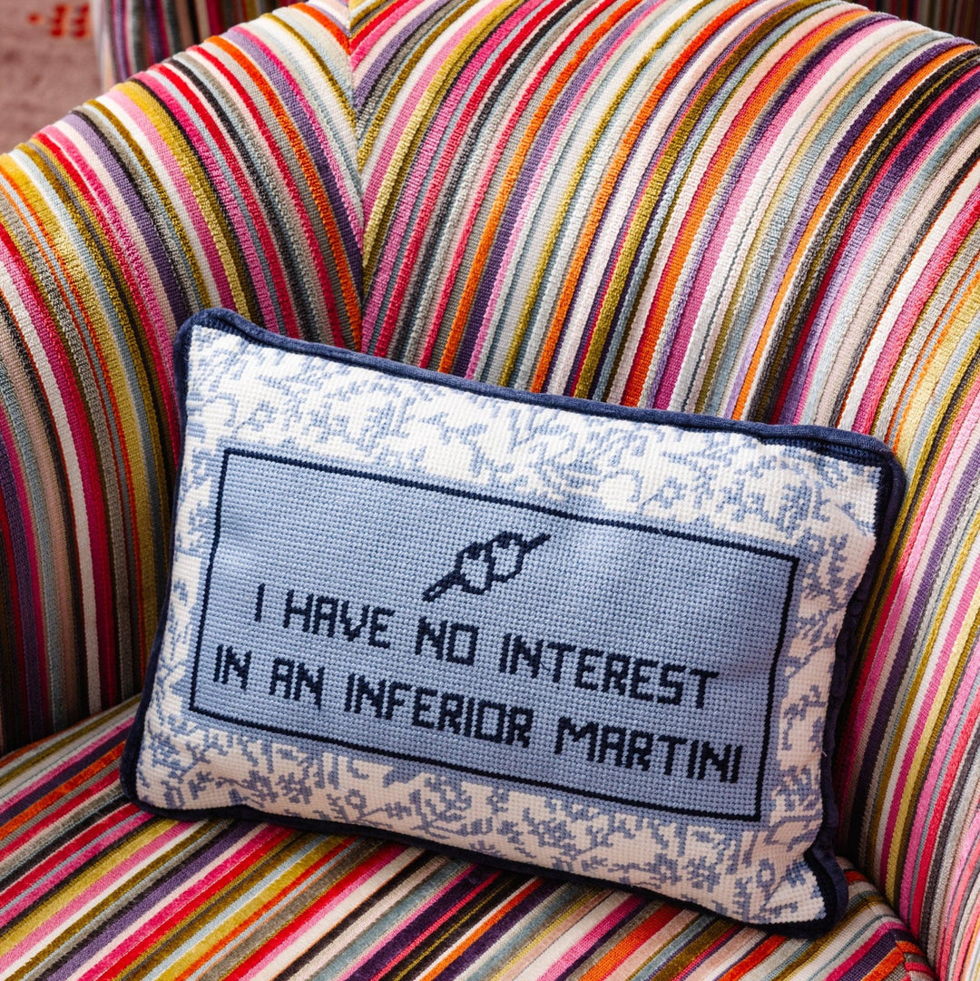 Inferior Martini Needlepoint Pillow - Something Splendid Co.