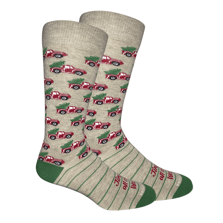 JINGLE All the Way! (Red Truck/Christmas Tree) Socks: Della Blue - Something Splendid Co.