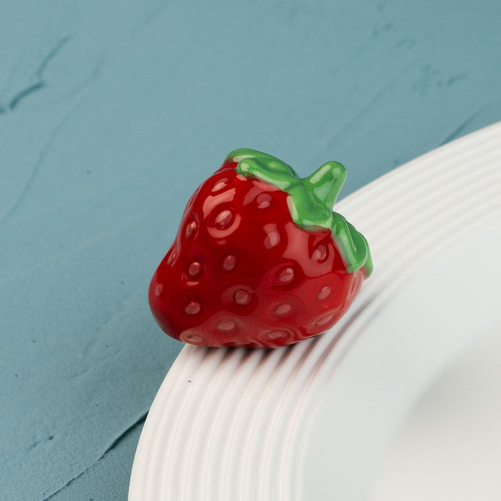 Juicy Fruit Mini by Nora Fleming — hand-painted ceramic ripe red strawberry (alternate view)