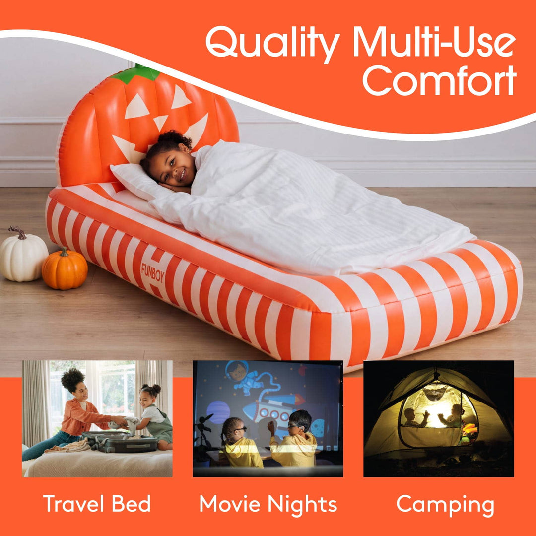 Kids Sleepover Bed - Halloween Pumpkin Air Mattress - Something Splendid Co.