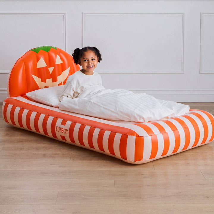 Kids Sleepover Bed - Halloween Pumpkin Air Mattress - Something Splendid Co.
