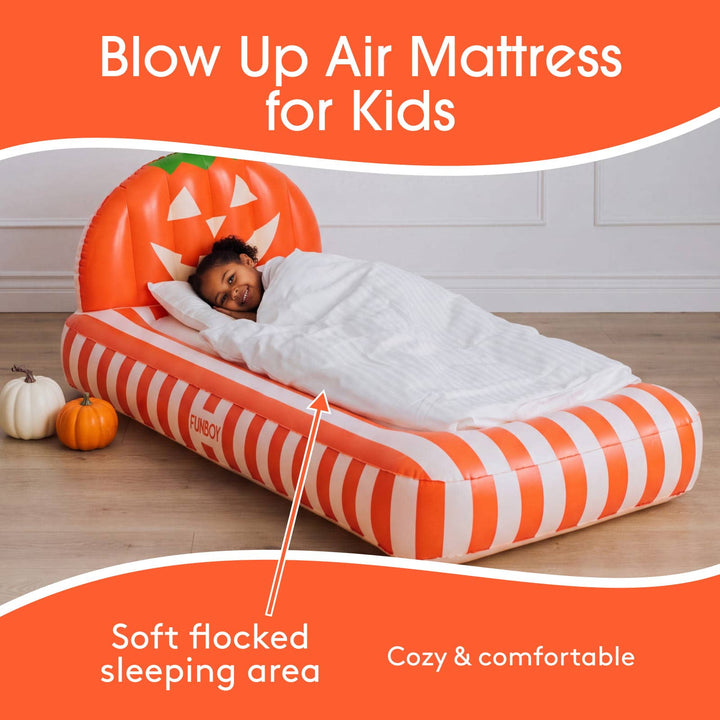 Kids Sleepover Bed - Halloween Pumpkin Air Mattress - Something Splendid Co.