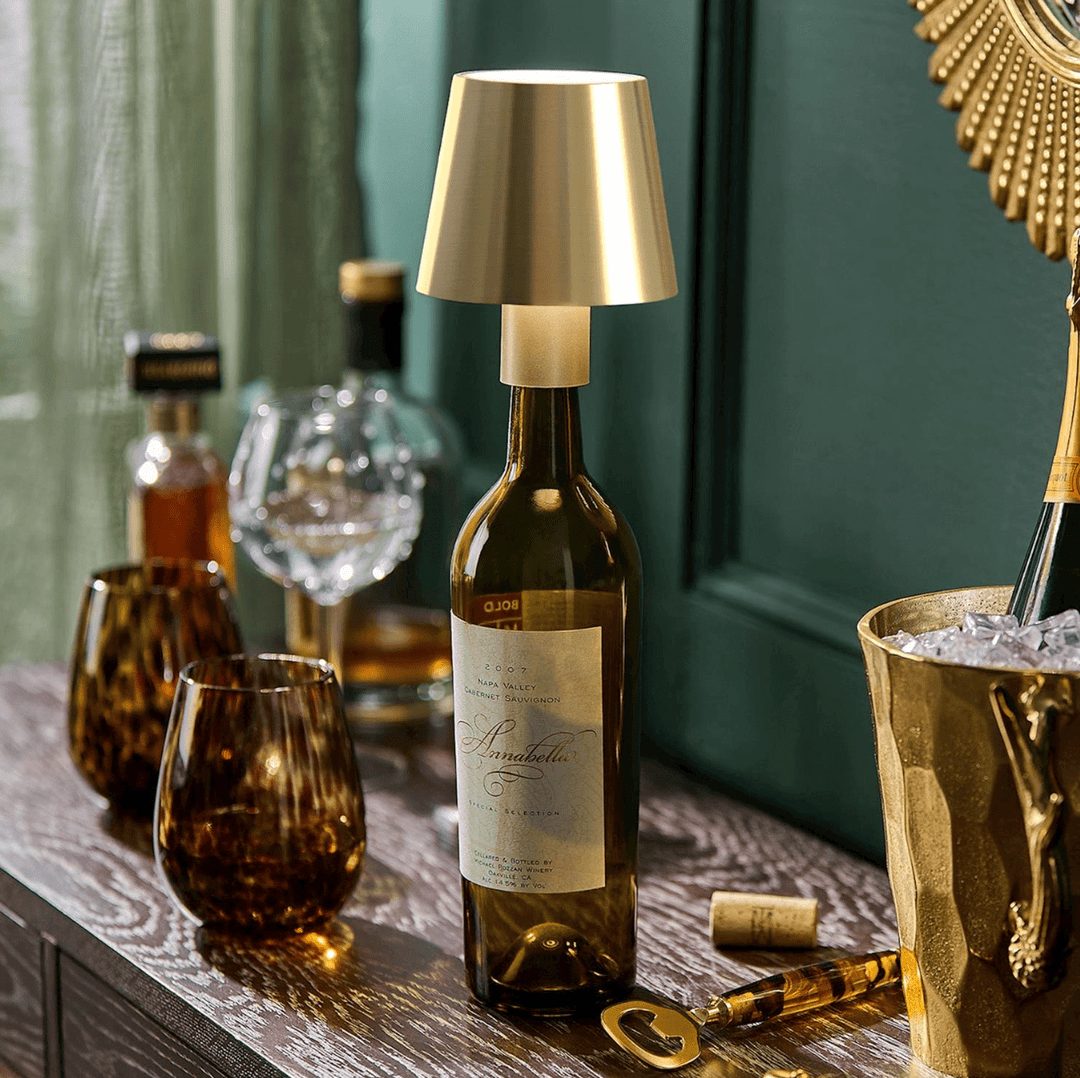 LED Cordless Bottle Lampshade with Stopper Attachment - Something Splendid Co.