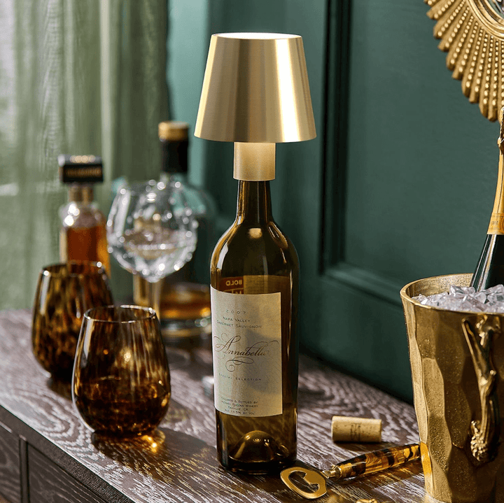 LED Cordless Bottle Lampshade with Stopper Attachment - Something Splendid Co.