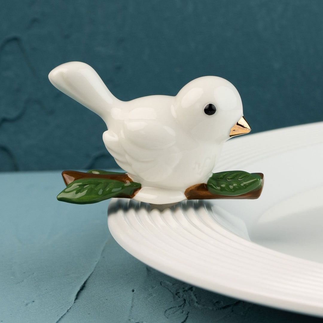Love Dove Mini by Nora Fleming — hand-painted ceramic white ceramic bird on a branch