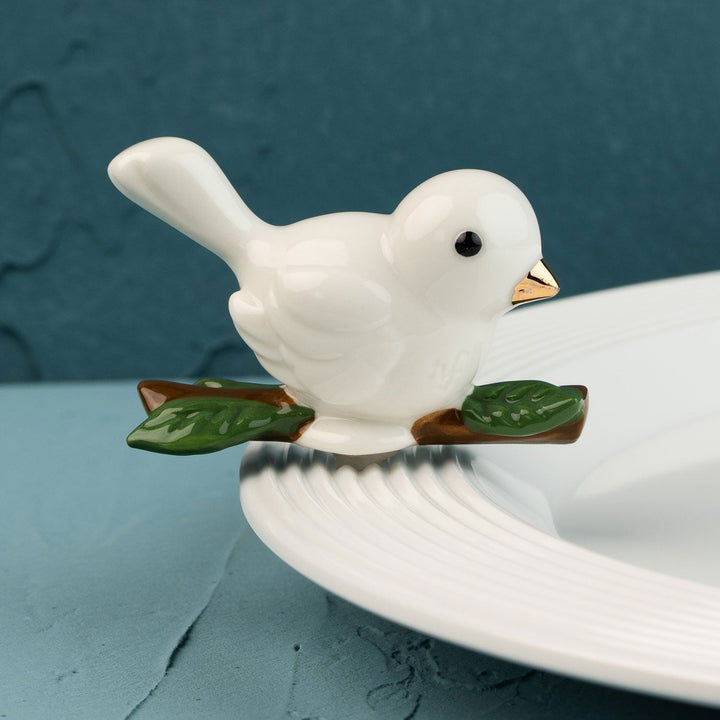 Love Dove Mini by Nora Fleming — hand-painted ceramic white ceramic bird on a branch