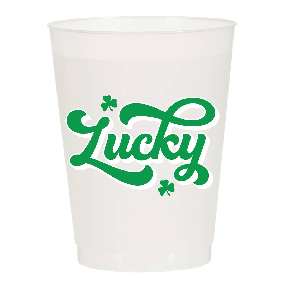 Lucky Vintage Shamrock Frosted Cups - St Patricks - Something Splendid Co.
