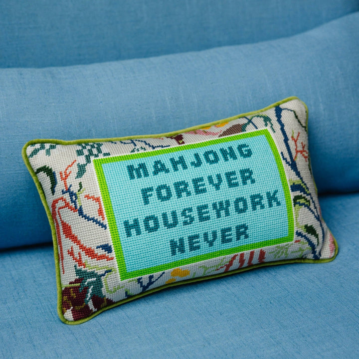 Mahjong Needlepoint Pillow - Something Splendid Co.