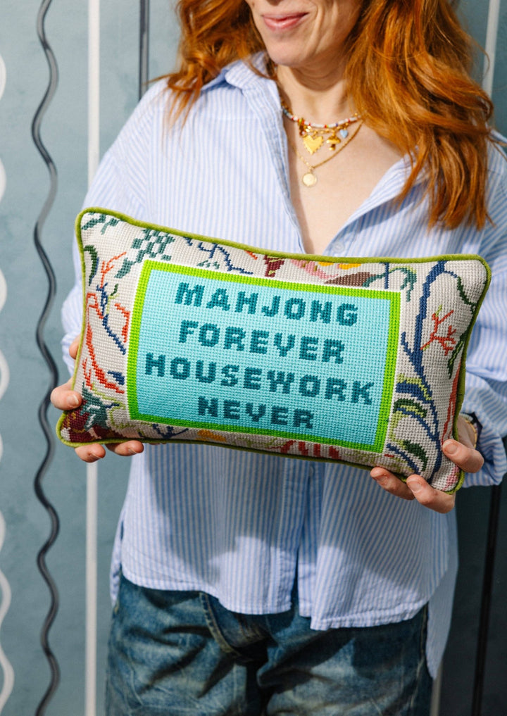 Mahjong Needlepoint Pillow - Something Splendid Co.