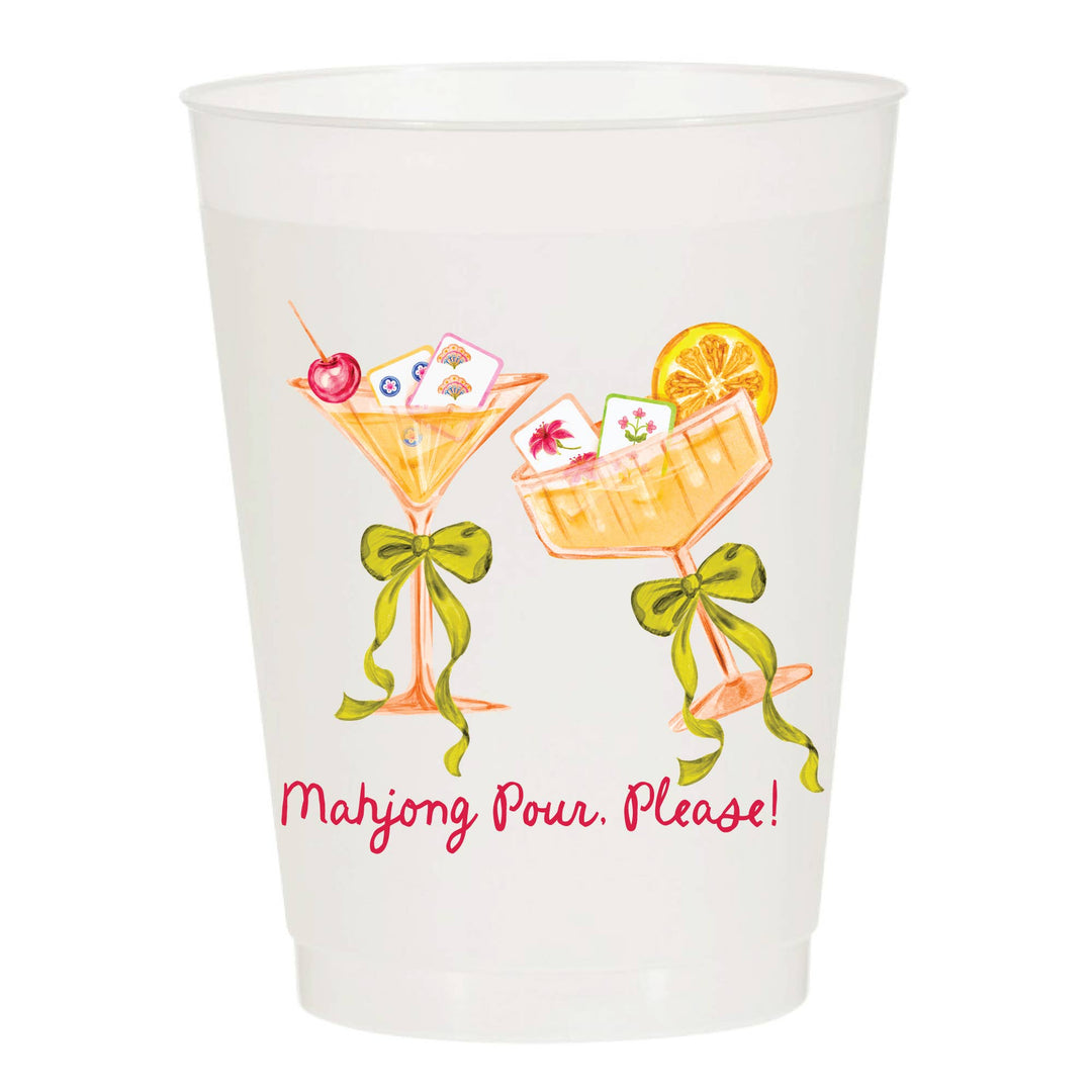 Mahjong Pour, Please! Full Color Frosted Cups - Mahjong - Something Splendid Co.