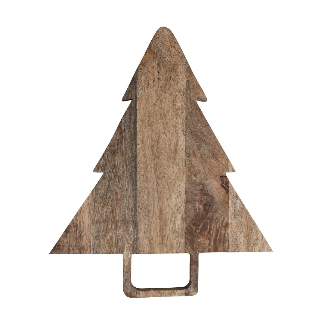 Mango Wood Tree Shaped Cheese/Cutting Board with Handle, Natural - Something Splendid Co.