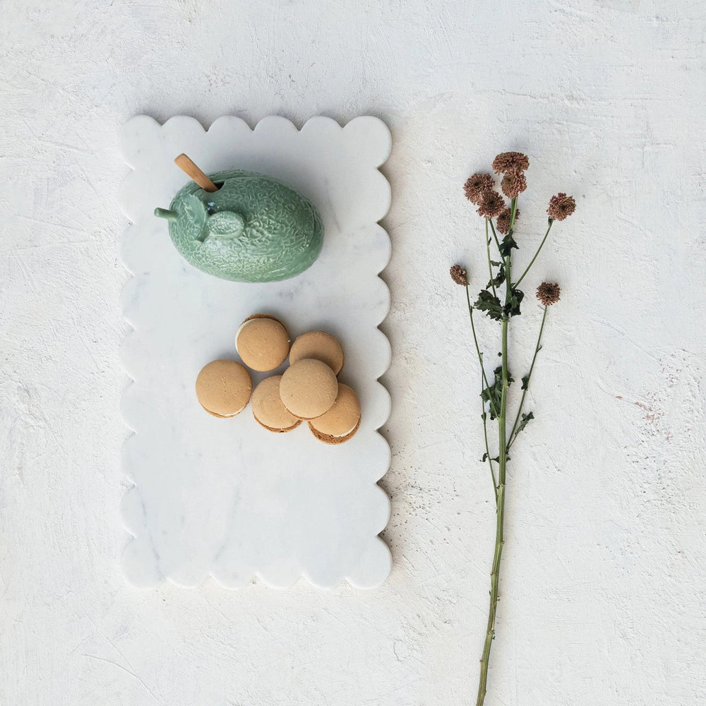 Marble Cheese/Cutting Board with Scalloped Edge - Something Splendid Co.