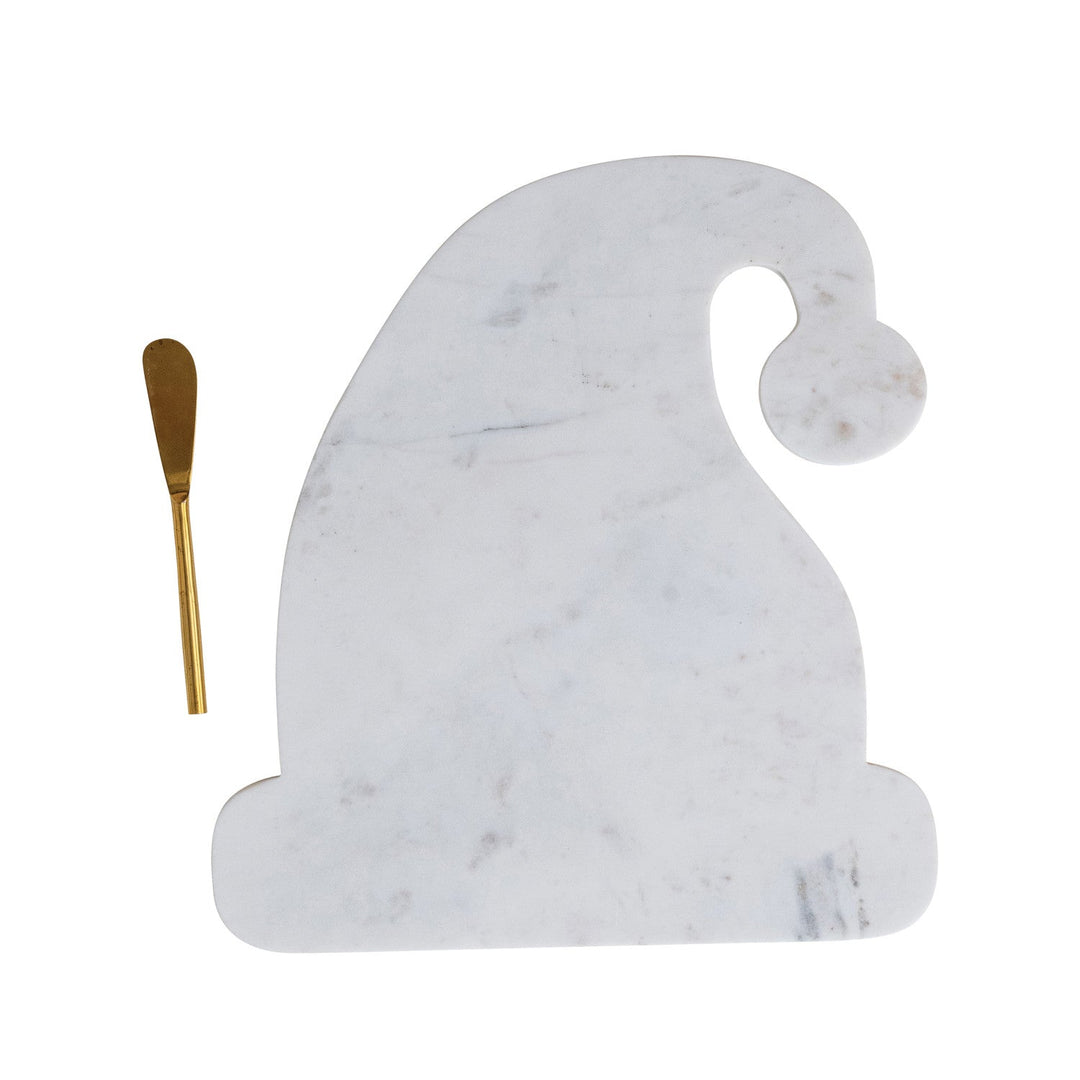 Marble Santa Hat Cheese Board with Canapé Knife - Something Splendid Co.