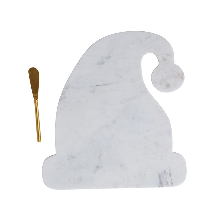 Marble Santa Hat Cheese Board with Canapé Knife - Something Splendid Co.