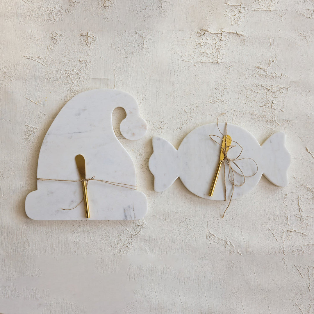 Marble Santa Hat Cheese Board with Canapé Knife - Something Splendid Co.
