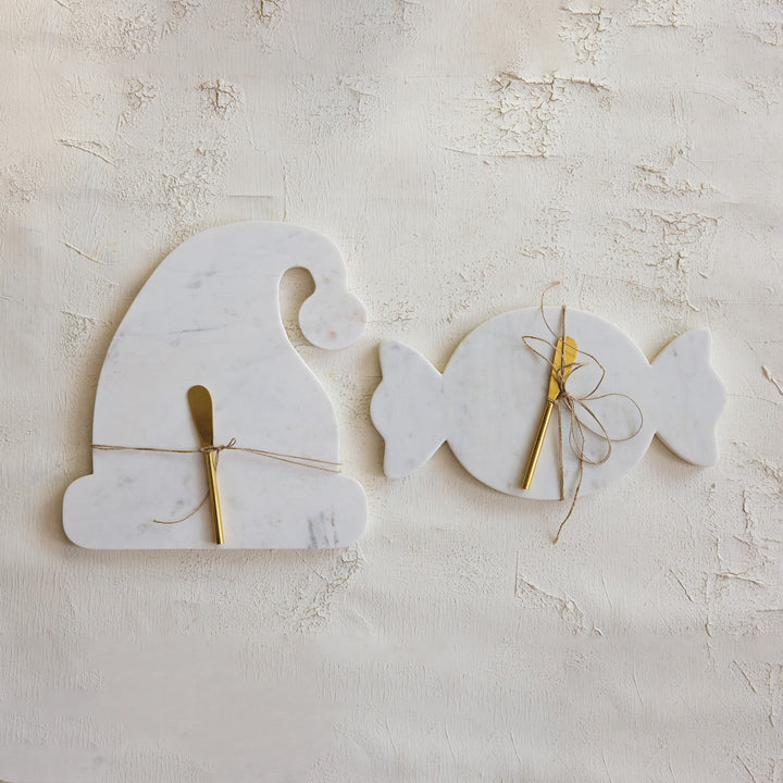 Marble Santa Hat Cheese Board with Canapé Knife - Something Splendid Co.