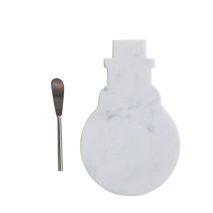 Marble Snowman Cheese Board with Canape Knife - Something Splendid Co.