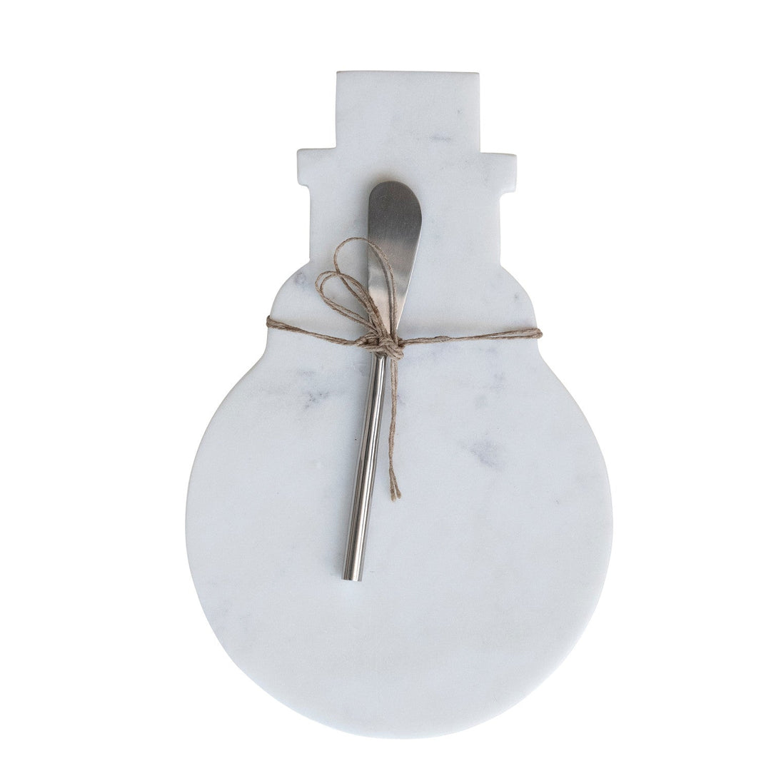 Marble Snowman Cheese Board with Canape Knife - Something Splendid Co.
