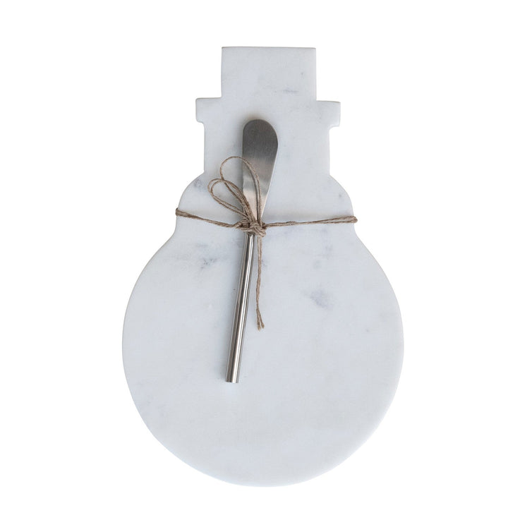 Marble Snowman Cheese Board with Canape Knife - Something Splendid Co.