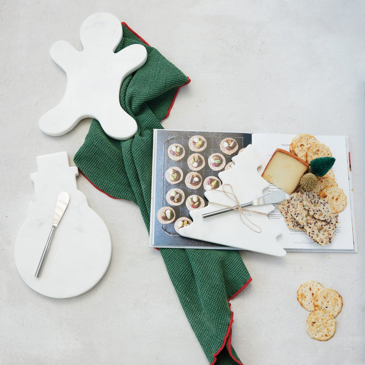 Marble Snowman Cheese Board with Canape Knife - Something Splendid Co.