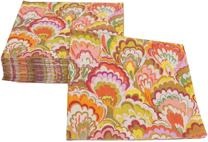 Marbled Ceramica Raspberry/Chartreuse Cocktail Napkins - Something Splendid Co.