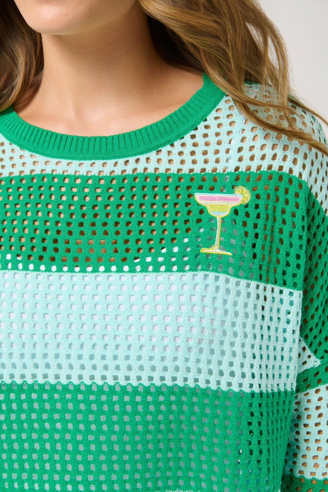 Margarita Striped Mesh Sweater - Large - Something Splendid Co.