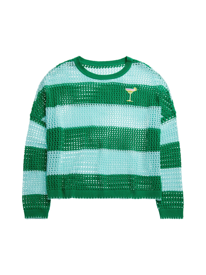 Margarita Striped Mesh Sweater - Large - Something Splendid Co.