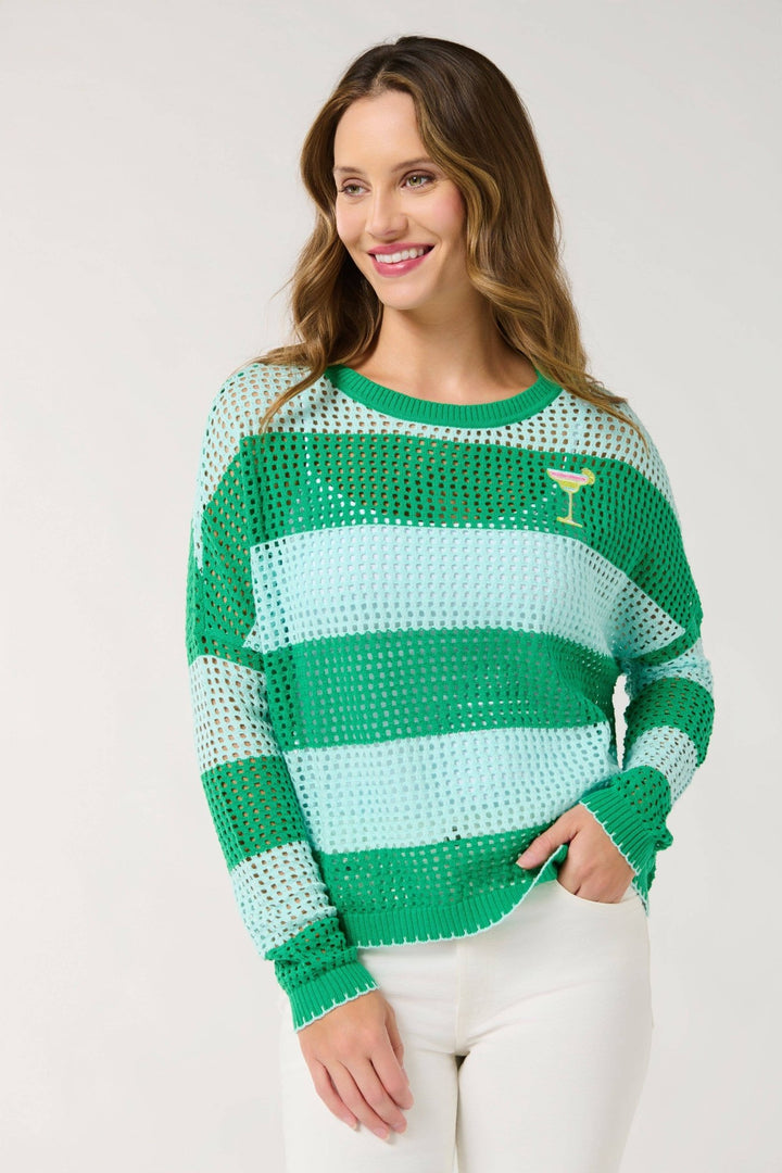 Margarita Striped Mesh Sweater - Large - Something Splendid Co.