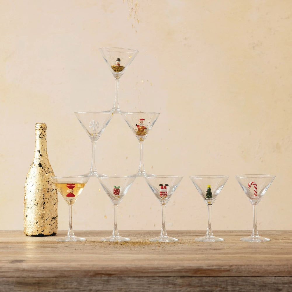 Martini Glasses with Holiday Figures, 8 Styles - Something Splendid Co.