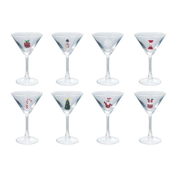 Martini Glasses with Holiday Figures, 8 Styles - Something Splendid Co.